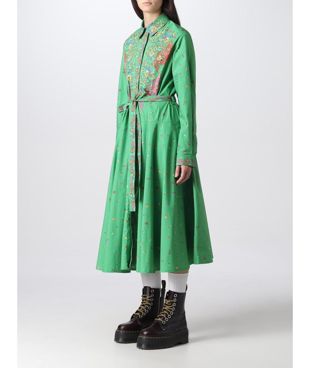 KENZO Зеленые хлопковое повседневное платье, фото 5