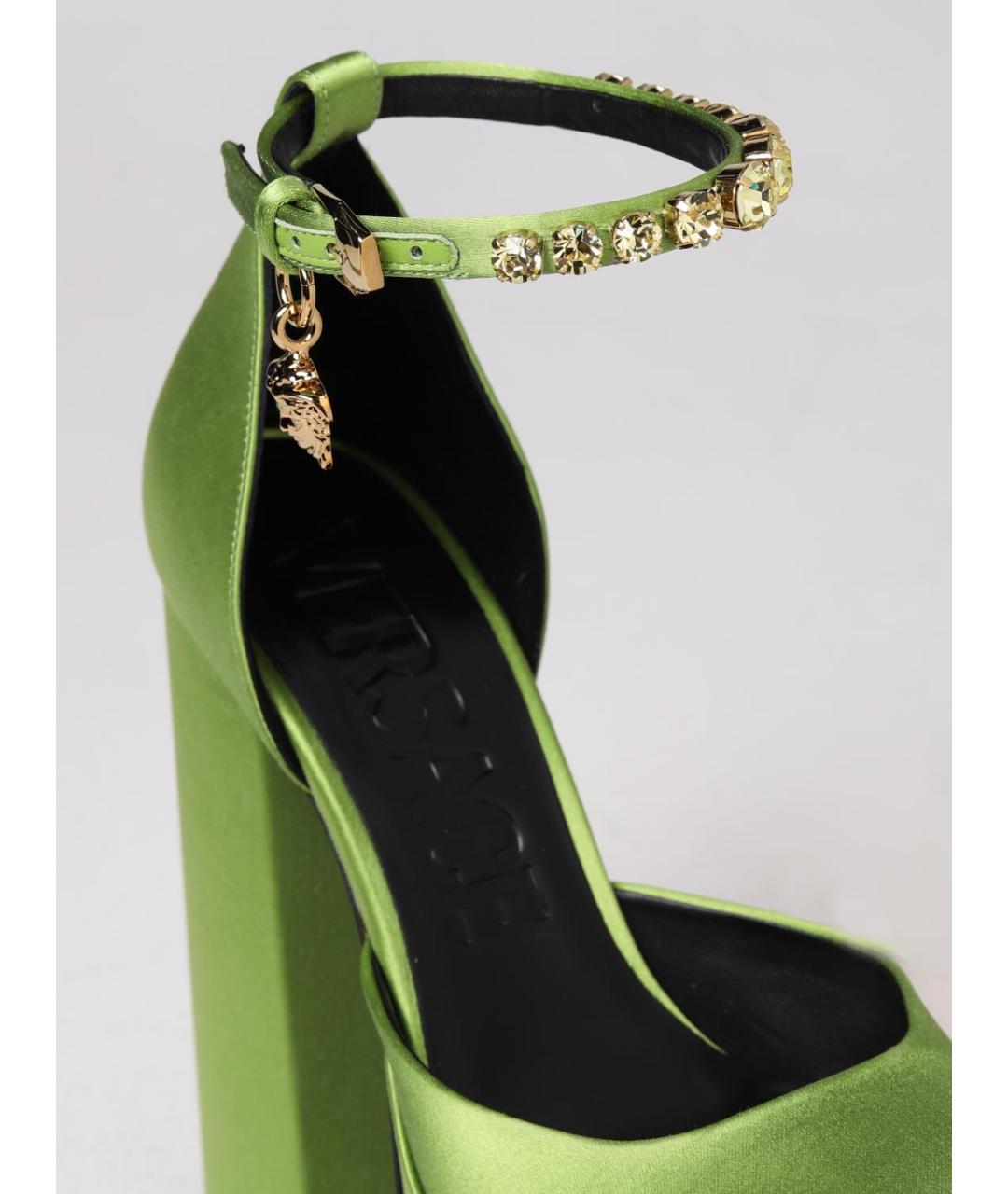 VERSACE Зеленые текстильные туфли, фото 4
