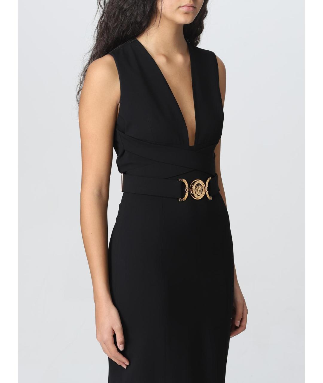 VERSACE Черное вискозное повседневное платье, фото 6