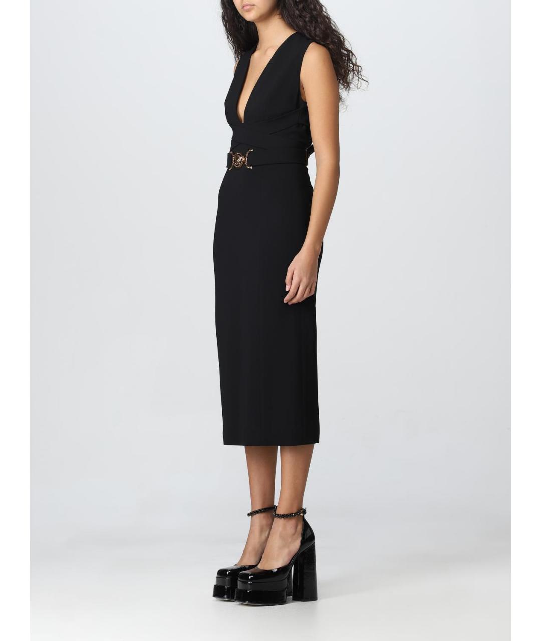 VERSACE Черное вискозное повседневное платье, фото 5