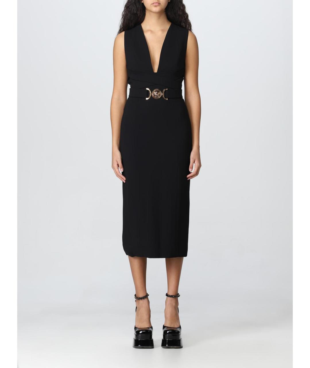 VERSACE Черное вискозное повседневное платье, фото 2