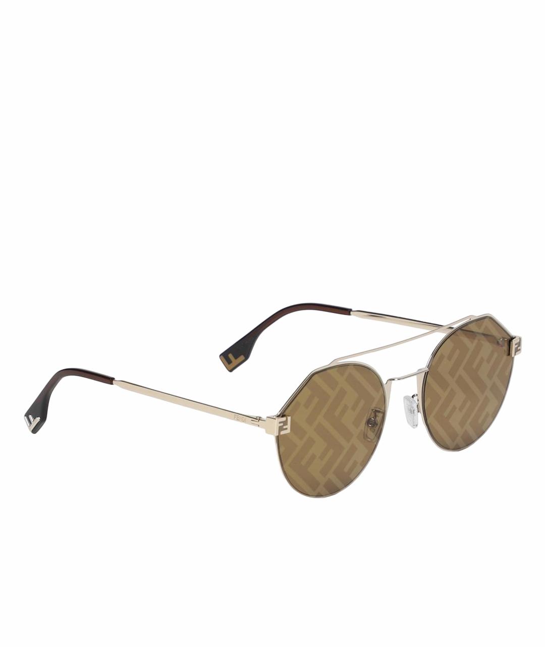 FENDI Золотые солнцезащитные очки, фото 1