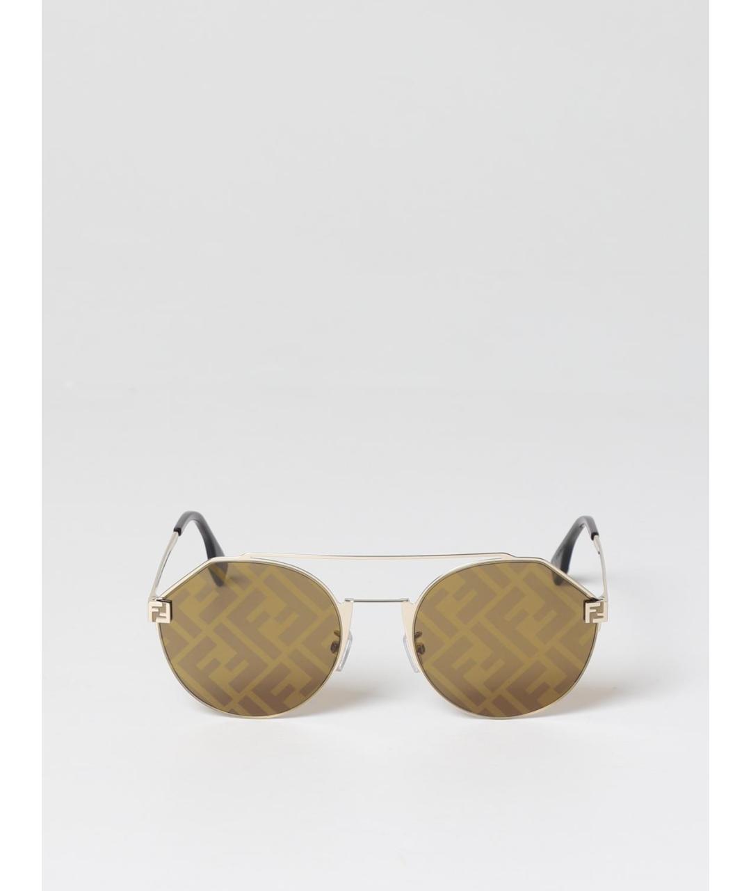 FENDI Золотые солнцезащитные очки, фото 2