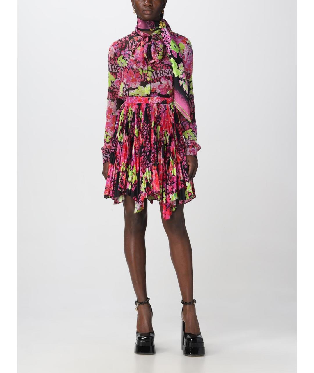 VERSACE Мульти синтетическая юбка мини, фото 3