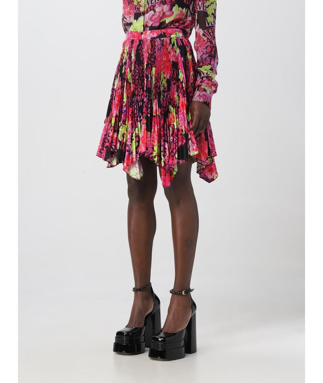 VERSACE Мульти синтетическая юбка мини, фото 5