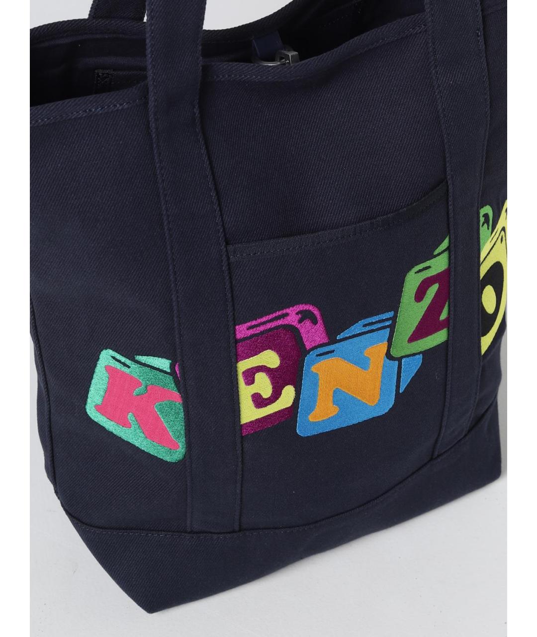 KENZO Синяя тканевая сумка тоут, фото 3