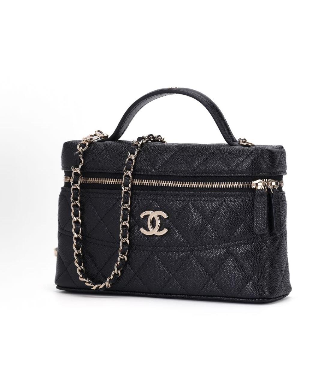 CHANEL Темно-синяя кожаная сумка с короткими ручками, фото 2
