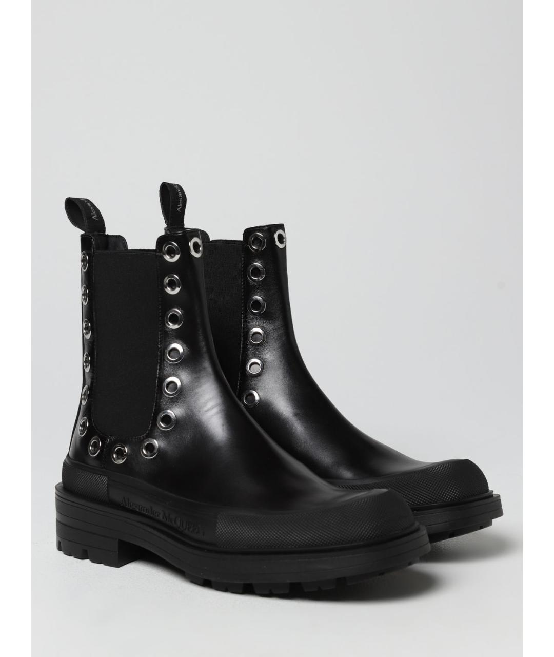ALEXANDER MCQUEEN Черные кожаные высокие ботинки, фото 2