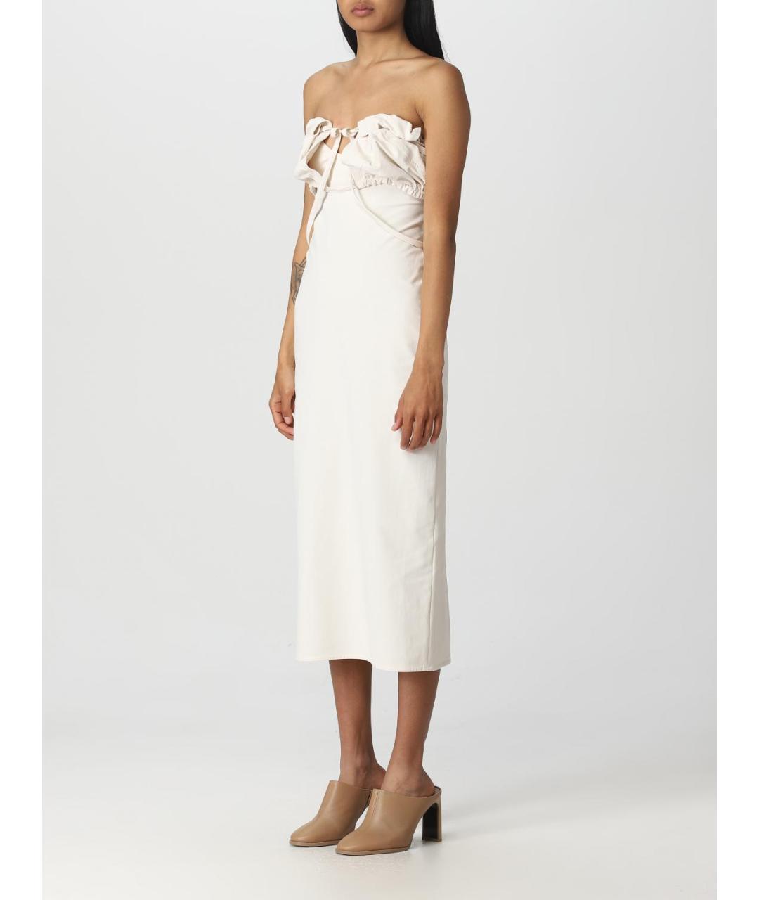 JACQUEMUS Белое синтетическое платье, фото 4