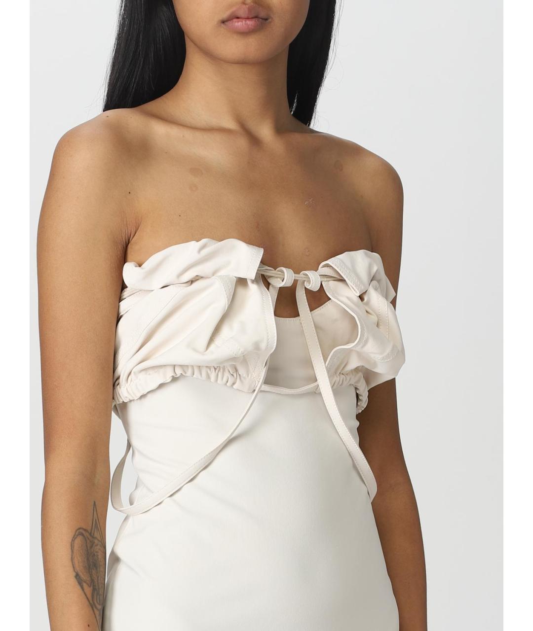 JACQUEMUS Белое синтетическое платье, фото 5