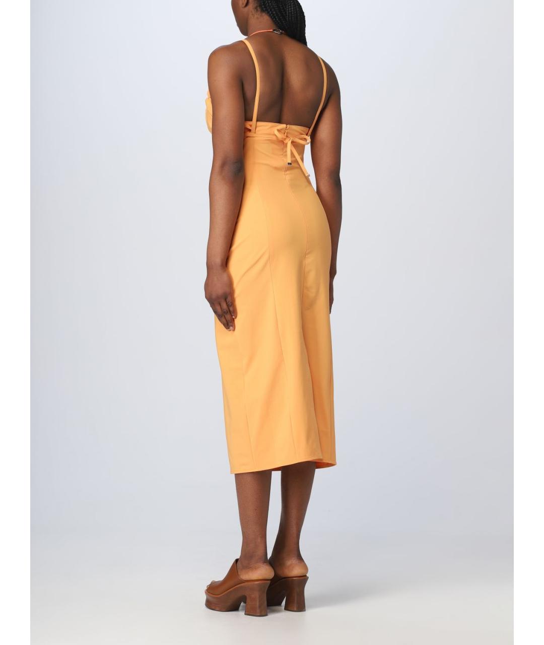 JACQUEMUS Оранжевое синтетическое платье, фото 3