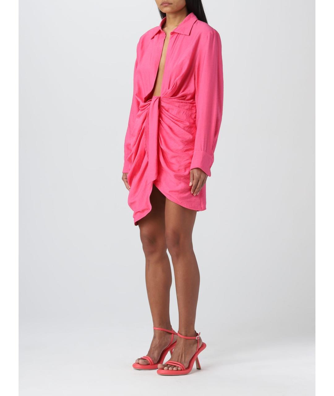 JACQUEMUS Розовое вискозное платье, фото 4