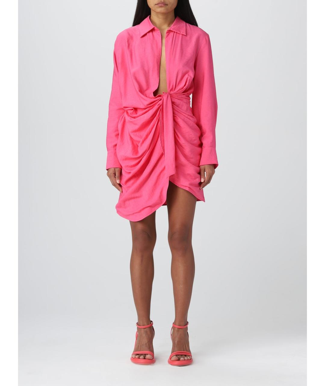 JACQUEMUS Розовое вискозное платье, фото 2