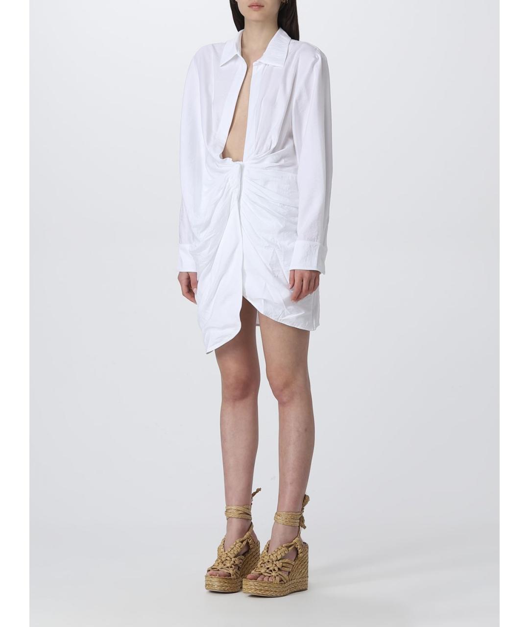 JACQUEMUS Белое вискозное платье, фото 4
