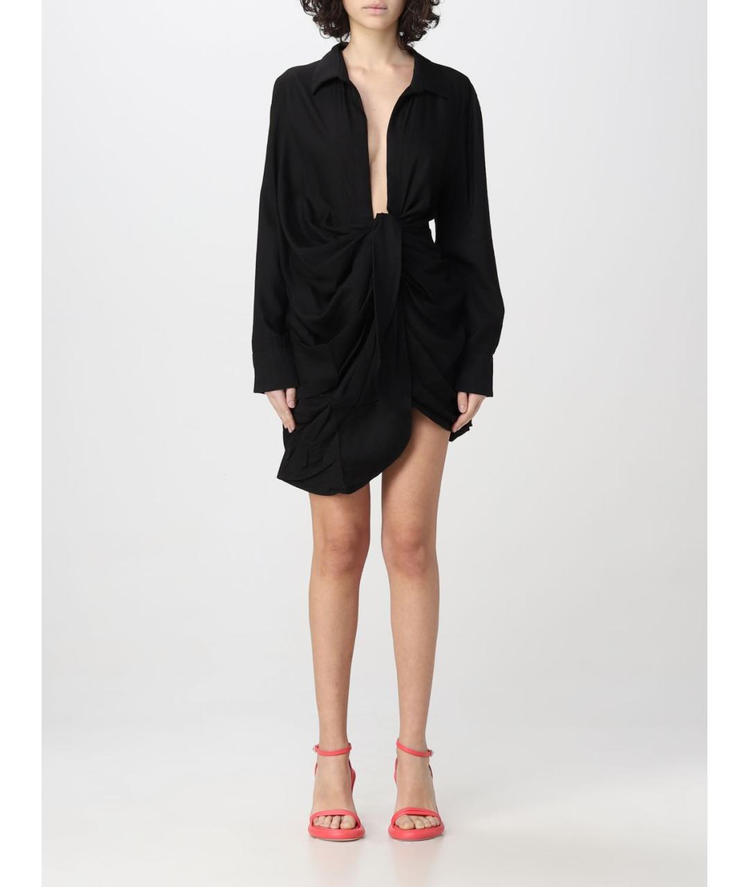 JACQUEMUS Черное вискозное платье, фото 2