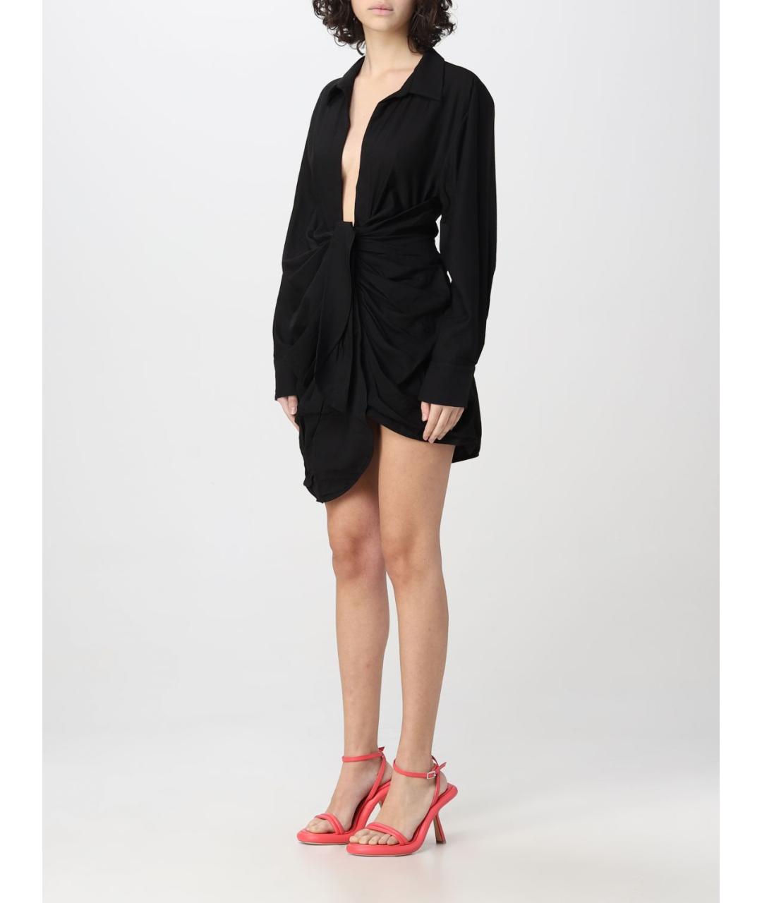 JACQUEMUS Черное вискозное платье, фото 5
