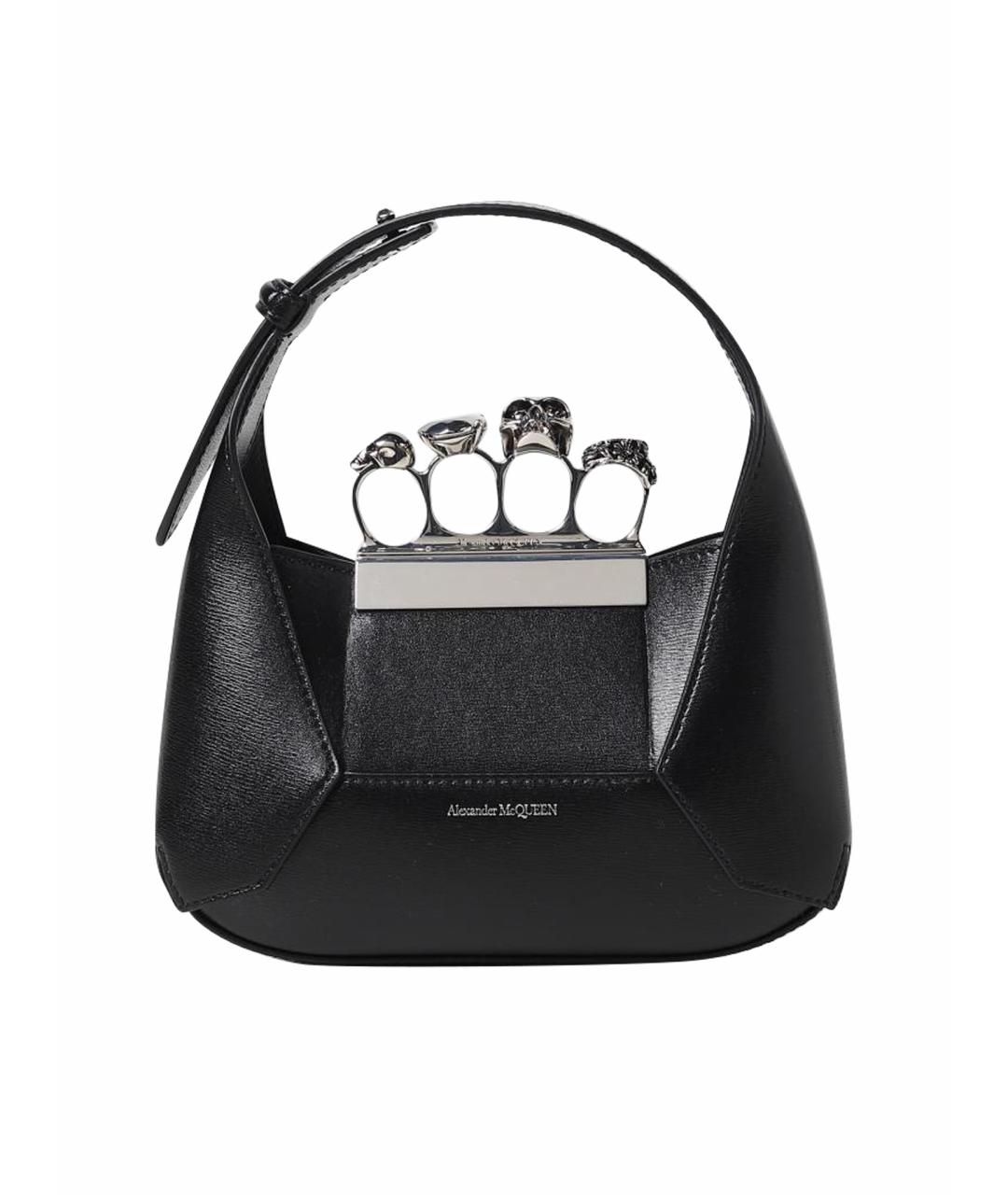 ALEXANDER MCQUEEN Черная кожаная сумка с короткими ручками, фото 1