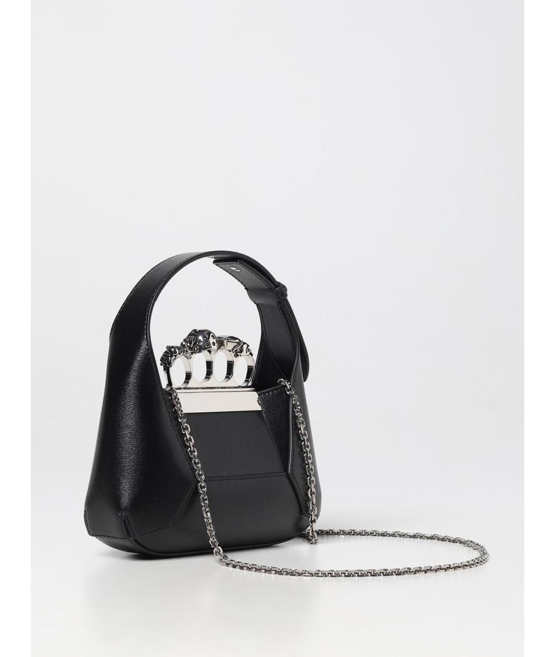 ALEXANDER MCQUEEN Черная кожаная сумка с короткими ручками, фото 2