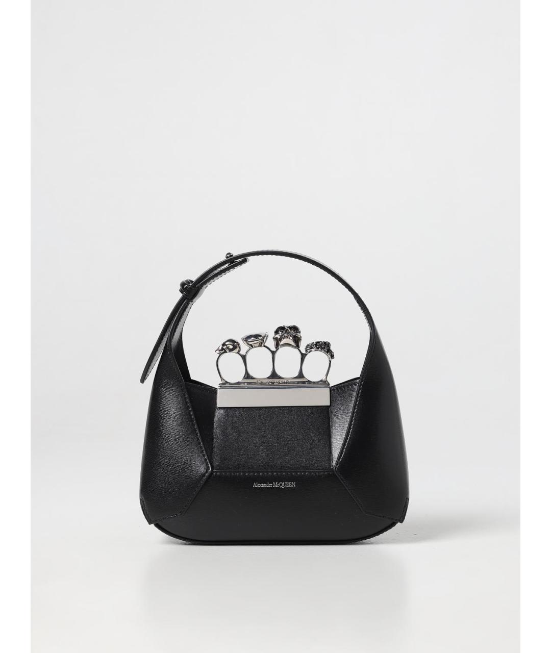 ALEXANDER MCQUEEN Черная кожаная сумка с короткими ручками, фото 5