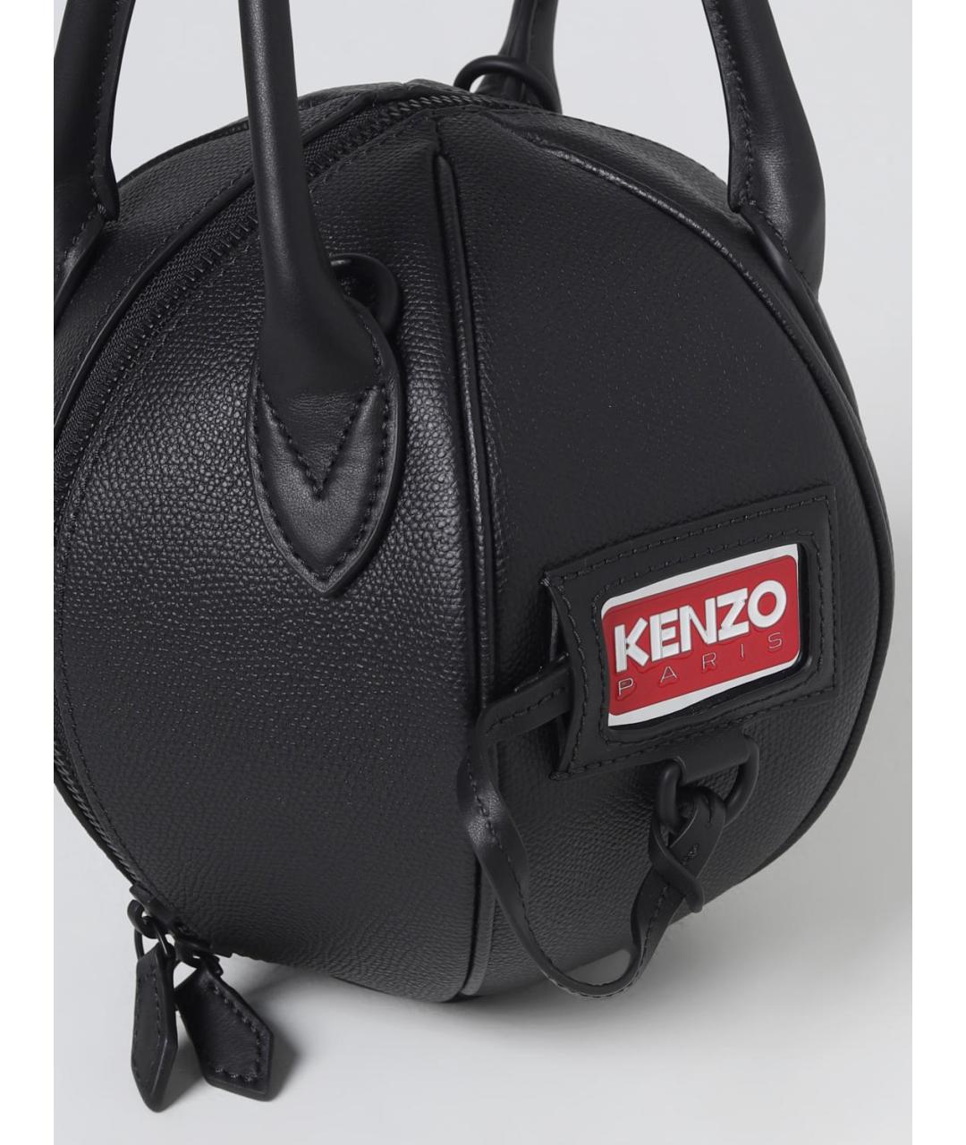 KENZO Черная кожаная сумка тоут, фото 4