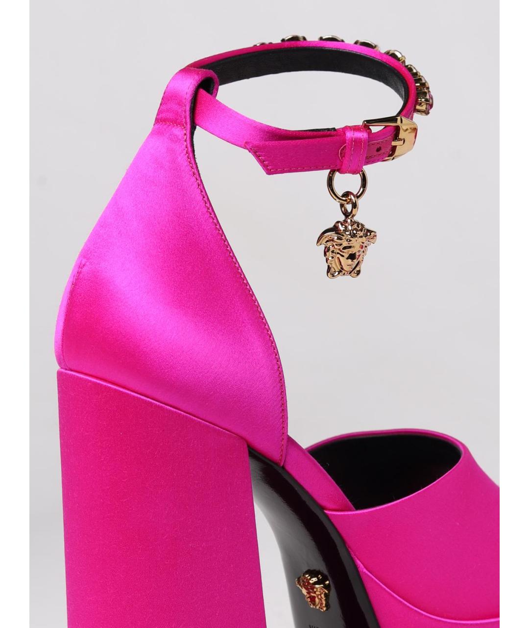 VERSACE Фуксия текстильные босоножки, фото 4