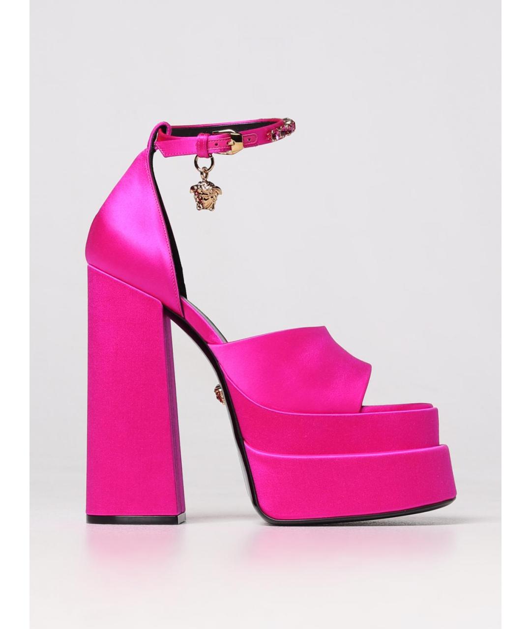 VERSACE Фуксия текстильные босоножки, фото 5
