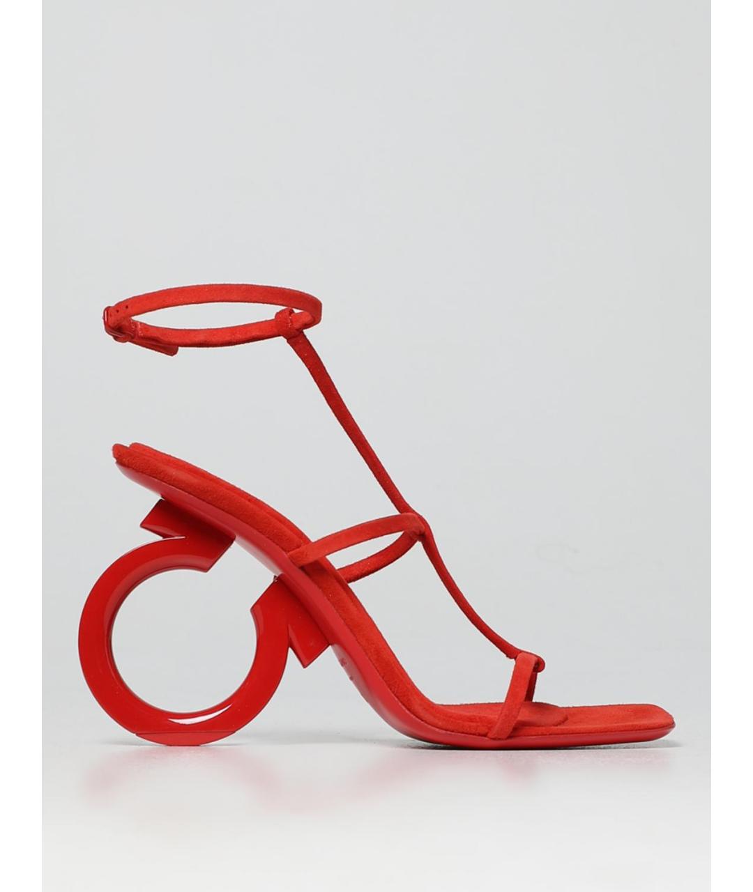 FERRAGAMO Красные замшевые босоножки, фото 5
