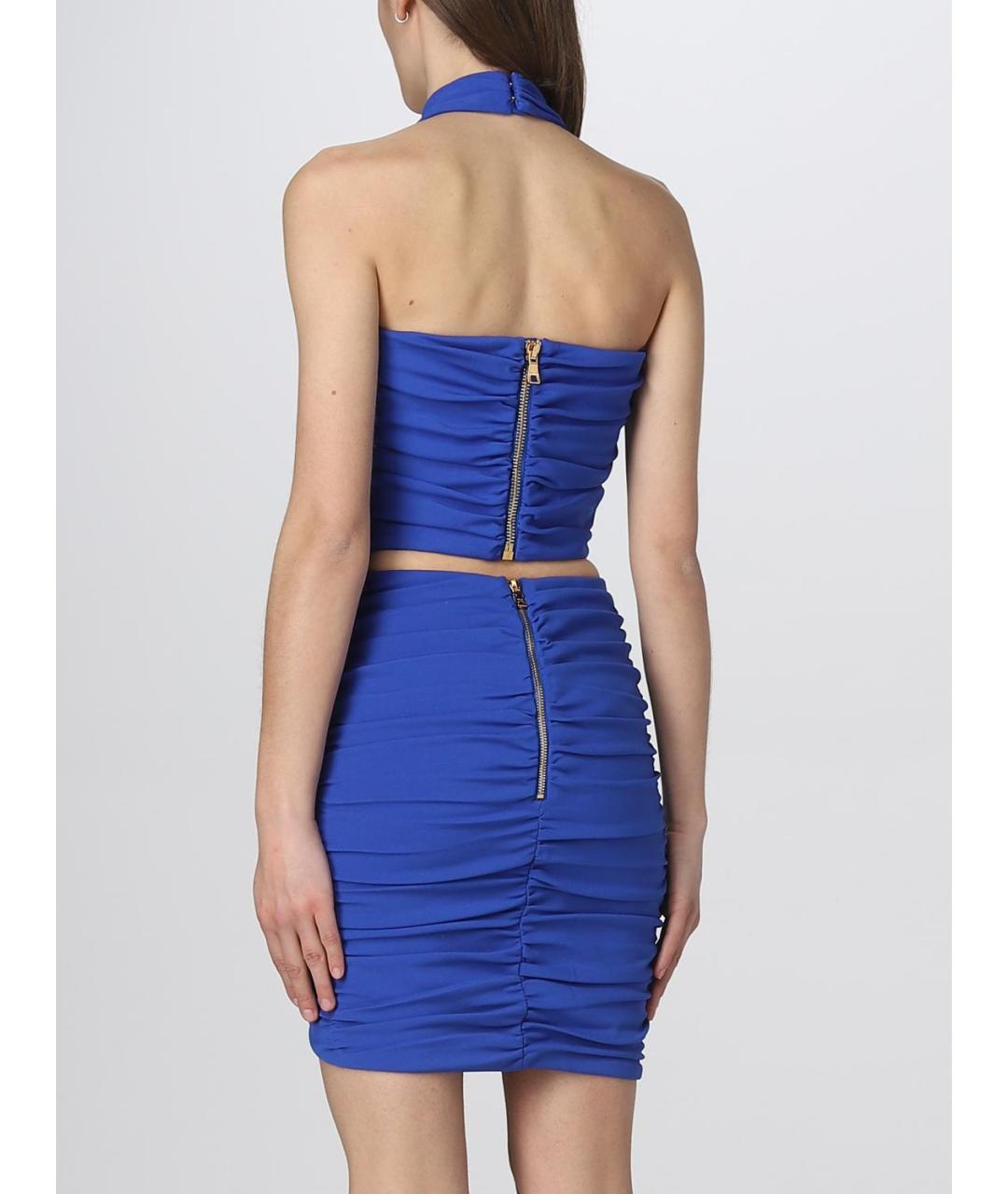 BALMAIN Синяя вискозная майка, фото 4