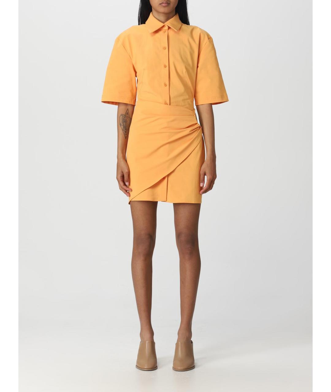 JACQUEMUS Оранжевое синтетическое повседневное платье, фото 2