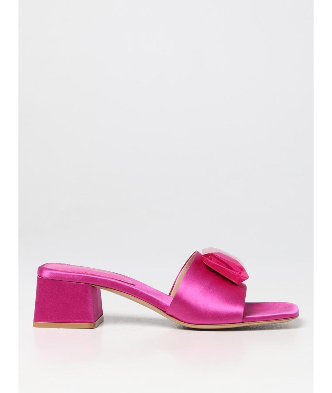 GIANVITO ROSSI Розовые текстильные мюли, фото 5