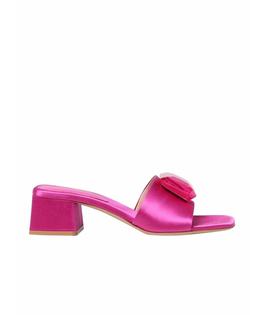 GIANVITO ROSSI Розовые текстильные мюли, фото 1