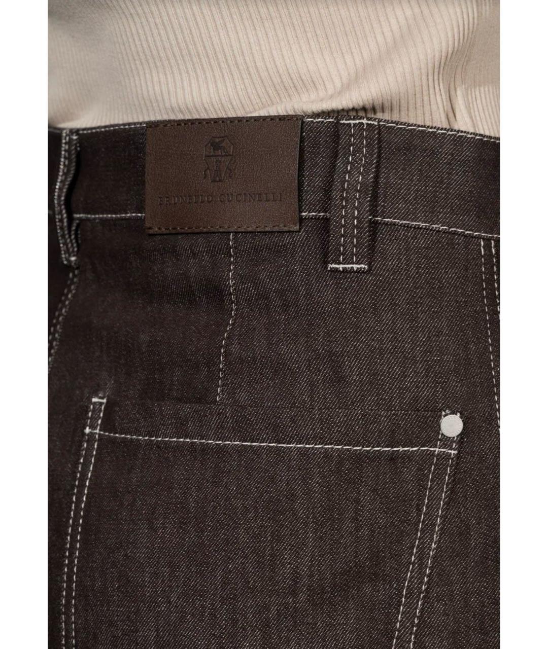 BRUNELLO CUCINELLI Коричневые хлопковые джинсы клеш, фото 3
