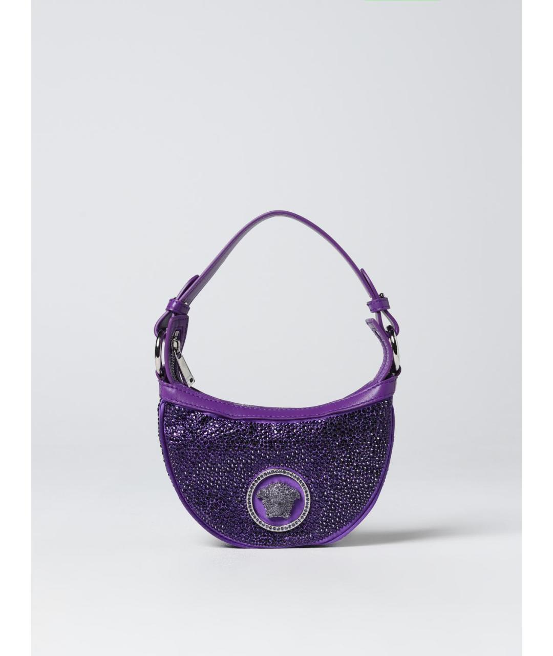 VERSACE Фиолетовая кожаная сумка через плечо, фото 5