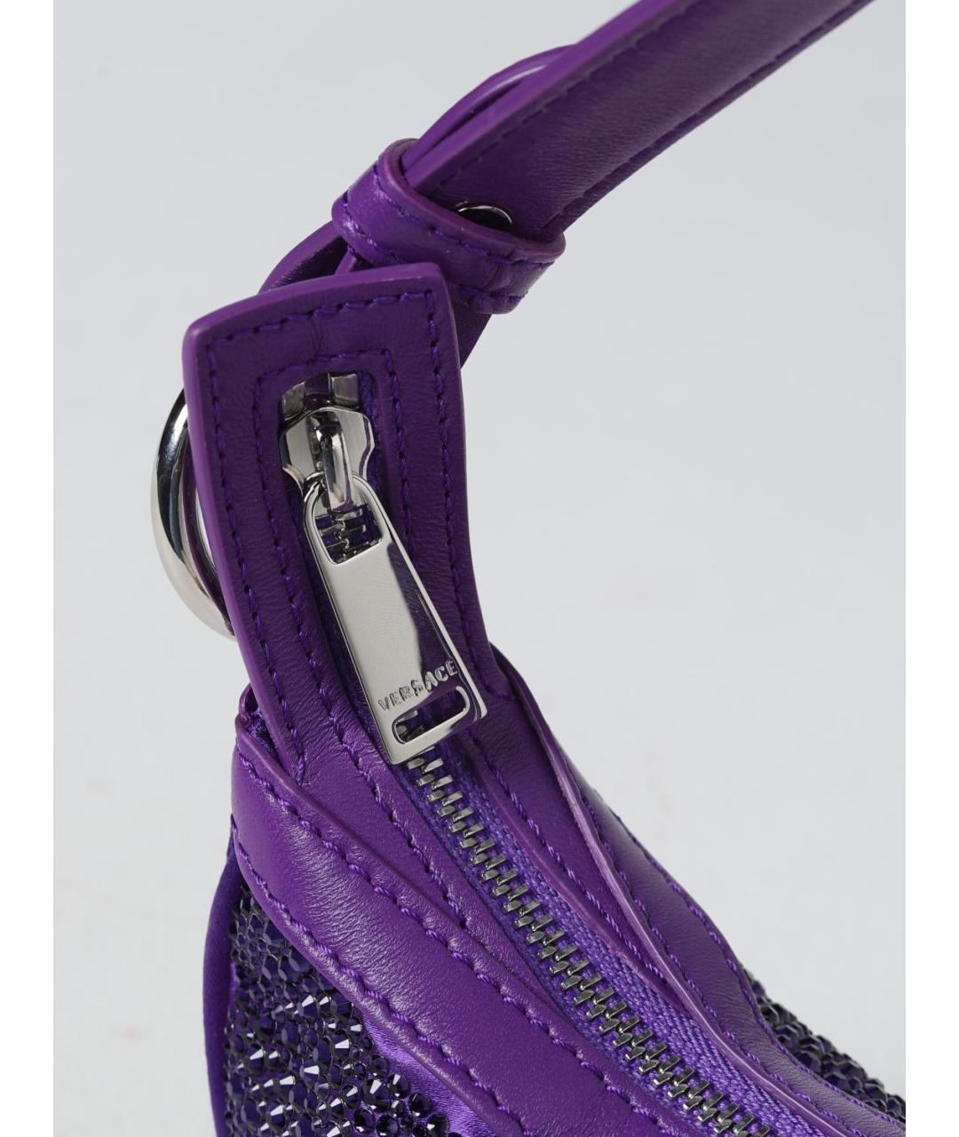 VERSACE Фиолетовая кожаная сумка через плечо, фото 3