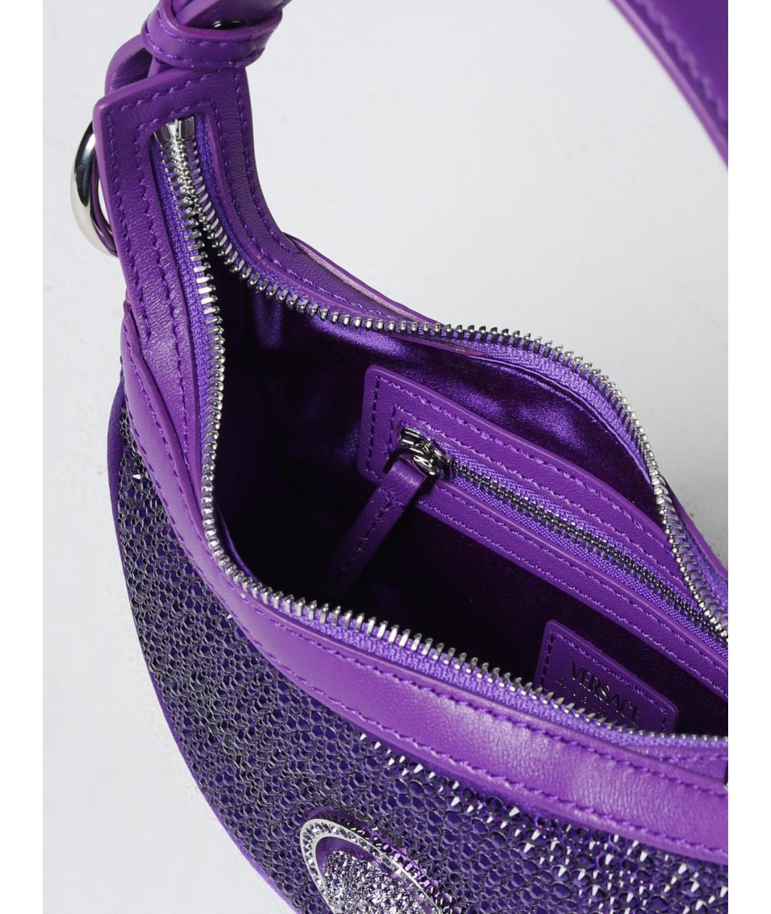 VERSACE Фиолетовая кожаная сумка через плечо, фото 4