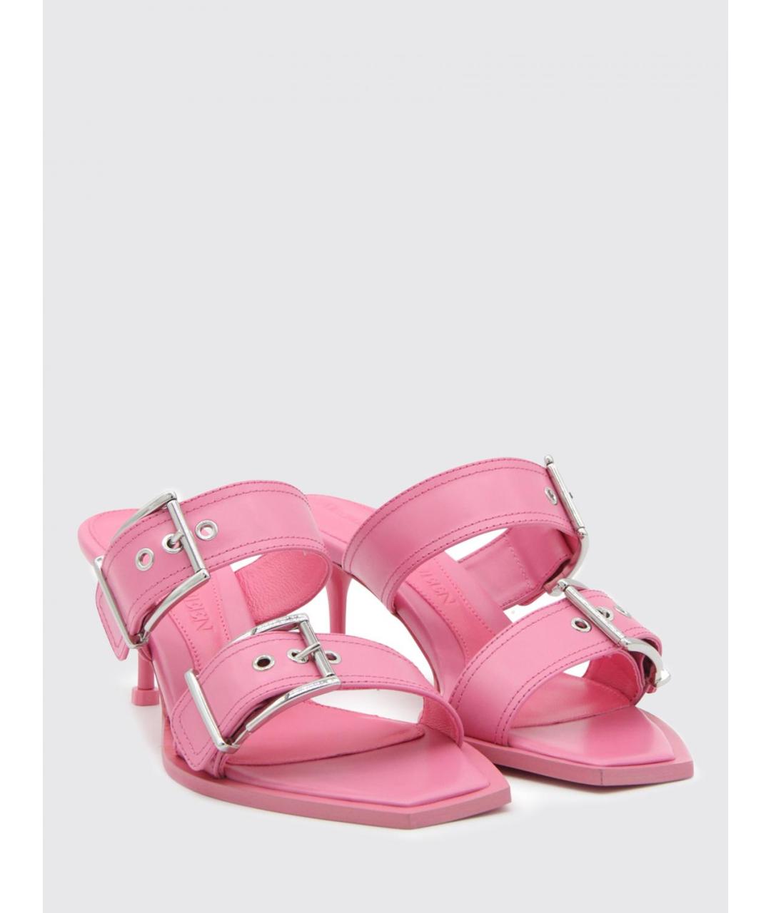 ALEXANDER MCQUEEN Розовые кожаные мюли, фото 2
