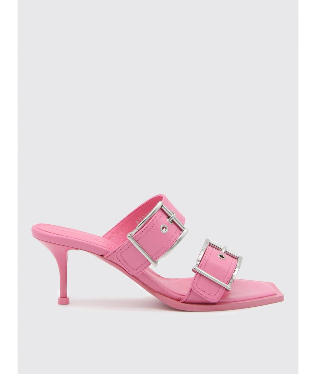 ALEXANDER MCQUEEN Розовые кожаные мюли, фото 5