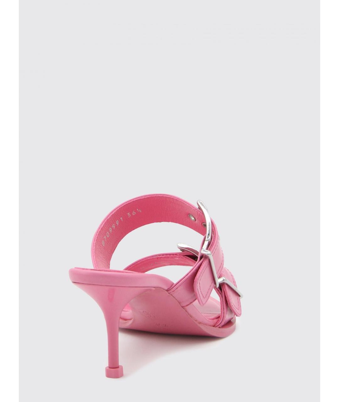 ALEXANDER MCQUEEN Розовые кожаные мюли, фото 3