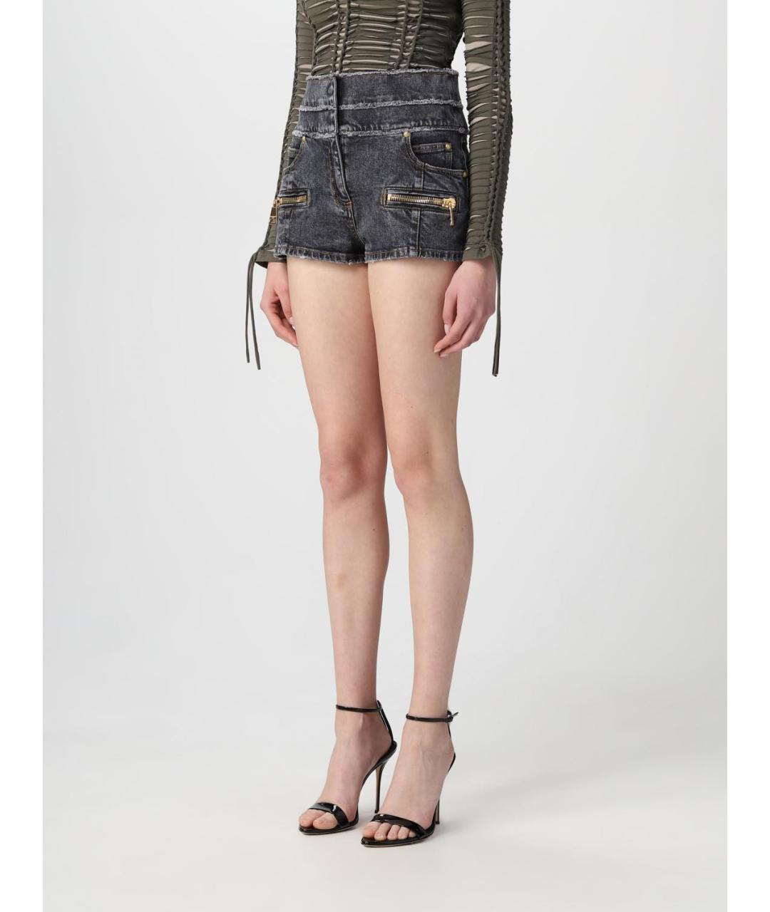 BALMAIN Серые хлопко-эластановые шорты, фото 5