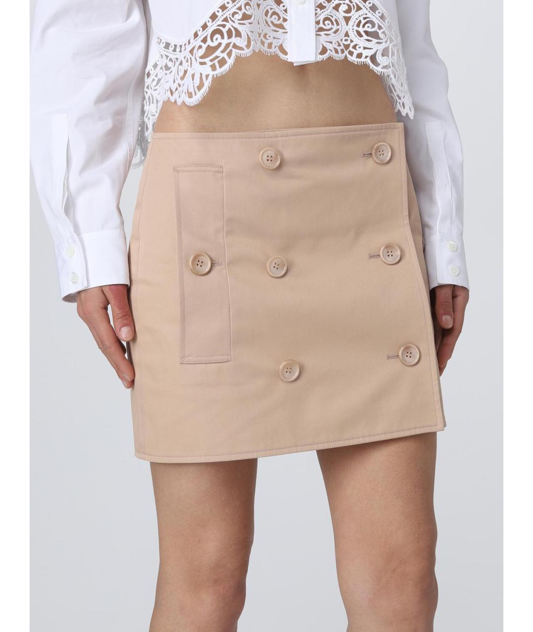 BURBERRY Бежевая юбка мини, фото 6