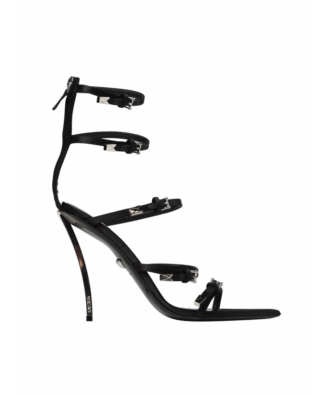 VERSACE Черные текстильные босоножки, фото 1
