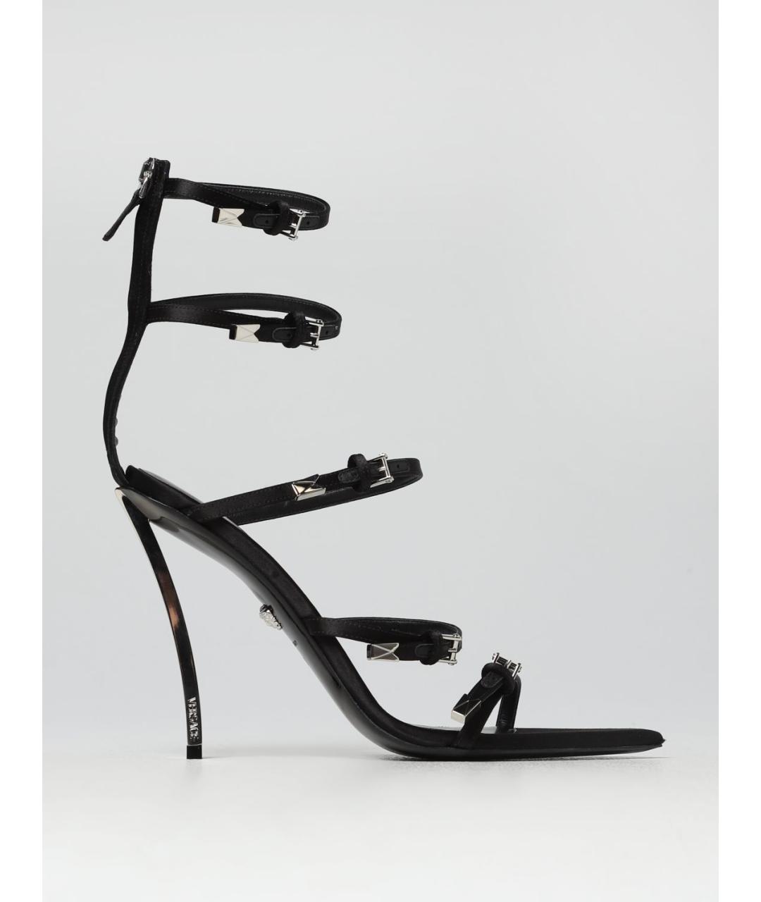 VERSACE Черные текстильные босоножки, фото 5