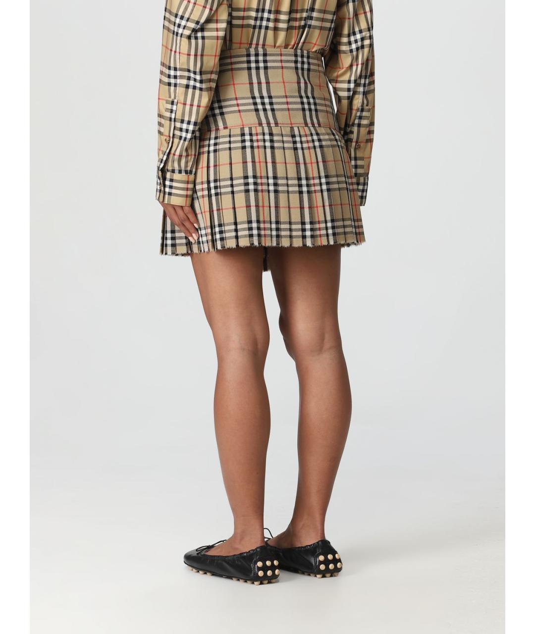 BURBERRY Бежевая юбка мини, фото 4