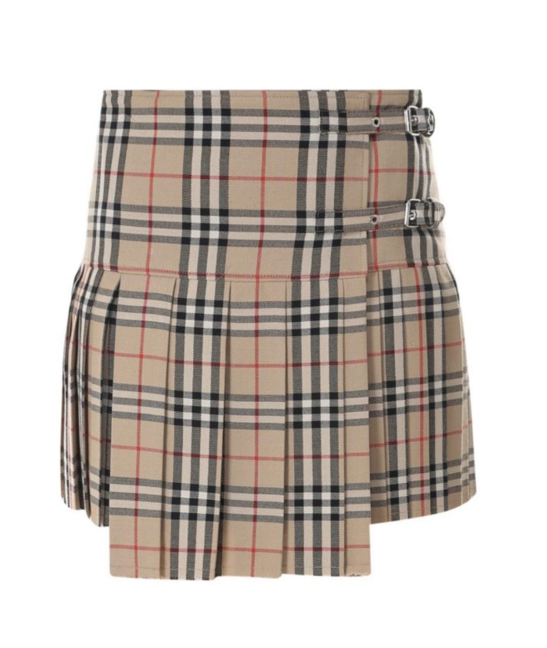 BURBERRY Бежевая юбка мини, фото 1