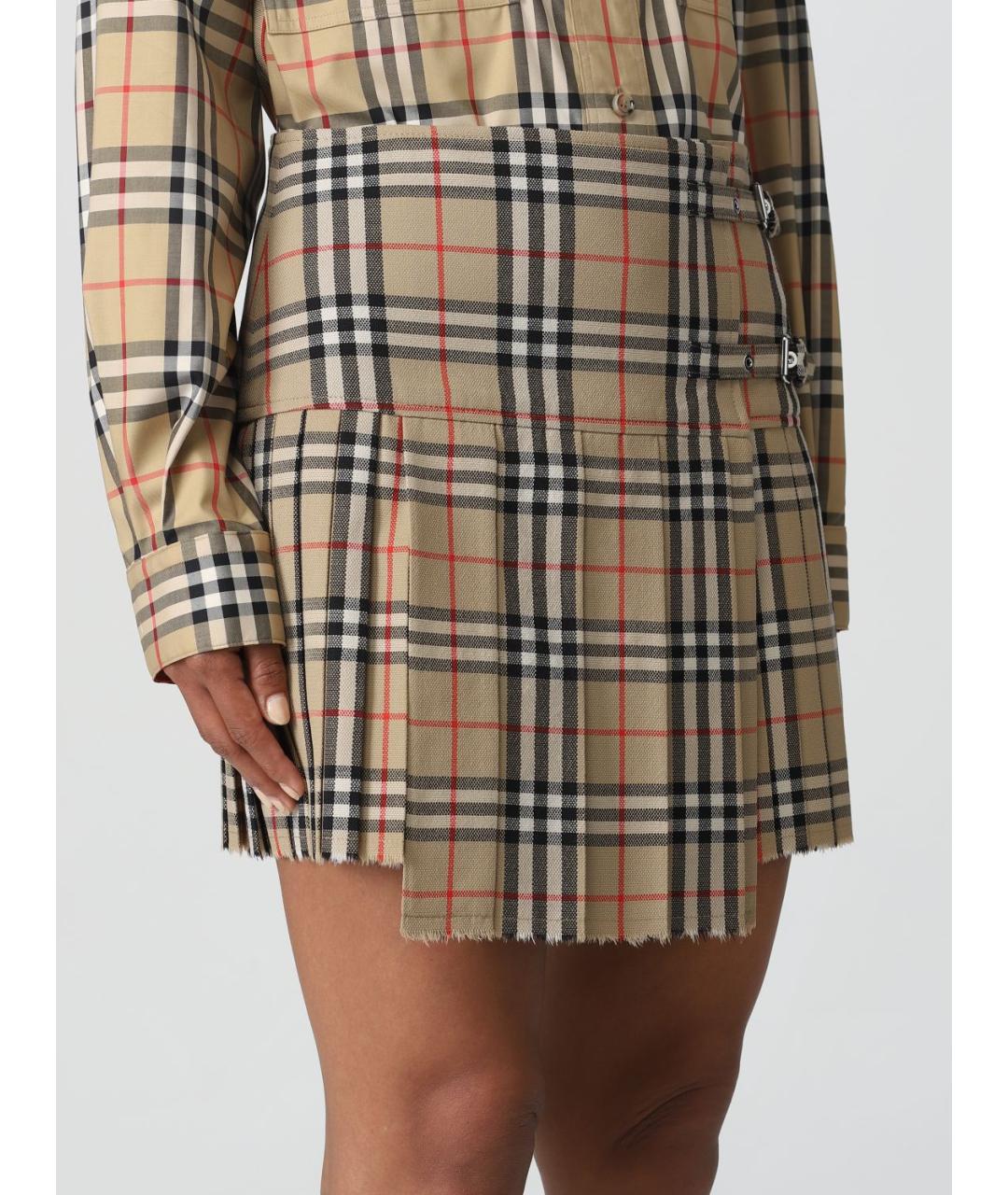 BURBERRY Бежевая юбка мини, фото 6