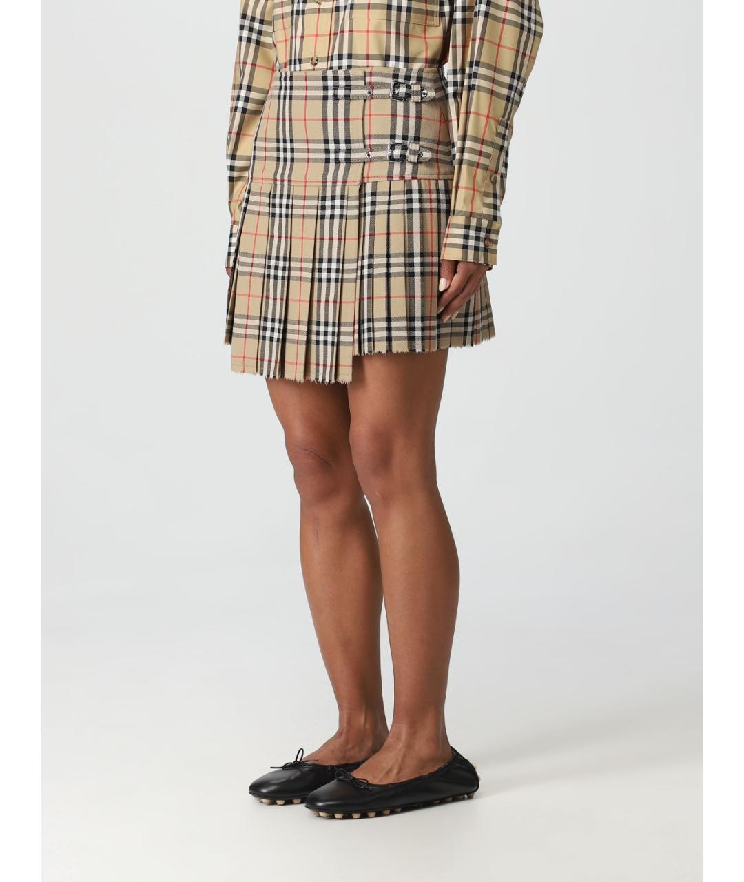 BURBERRY Бежевая юбка мини, фото 5