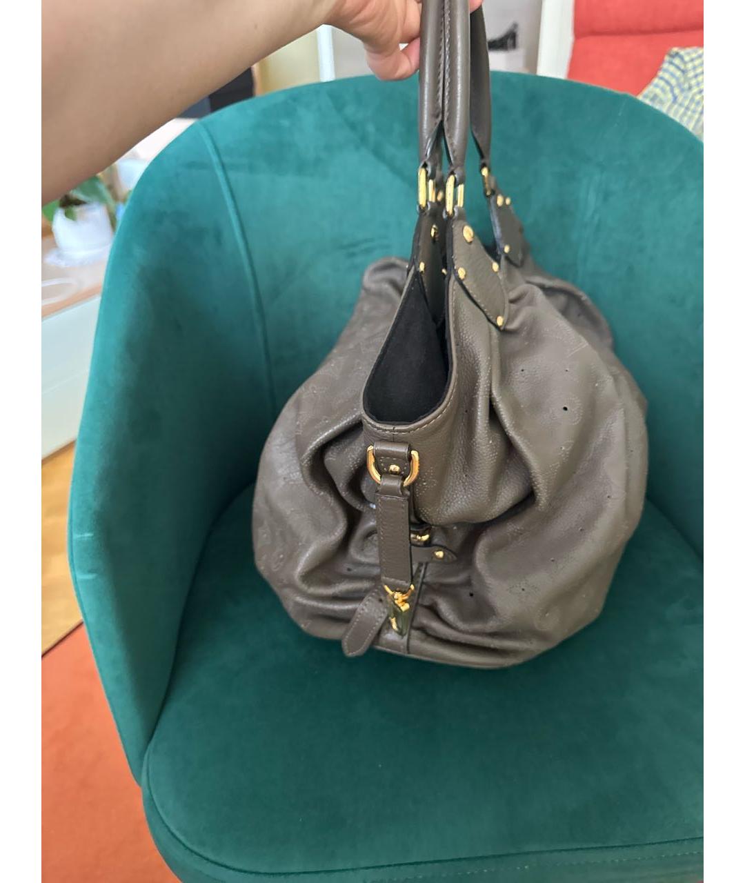 LOUIS VUITTON Хаки кожаная сумка тоут, фото 2