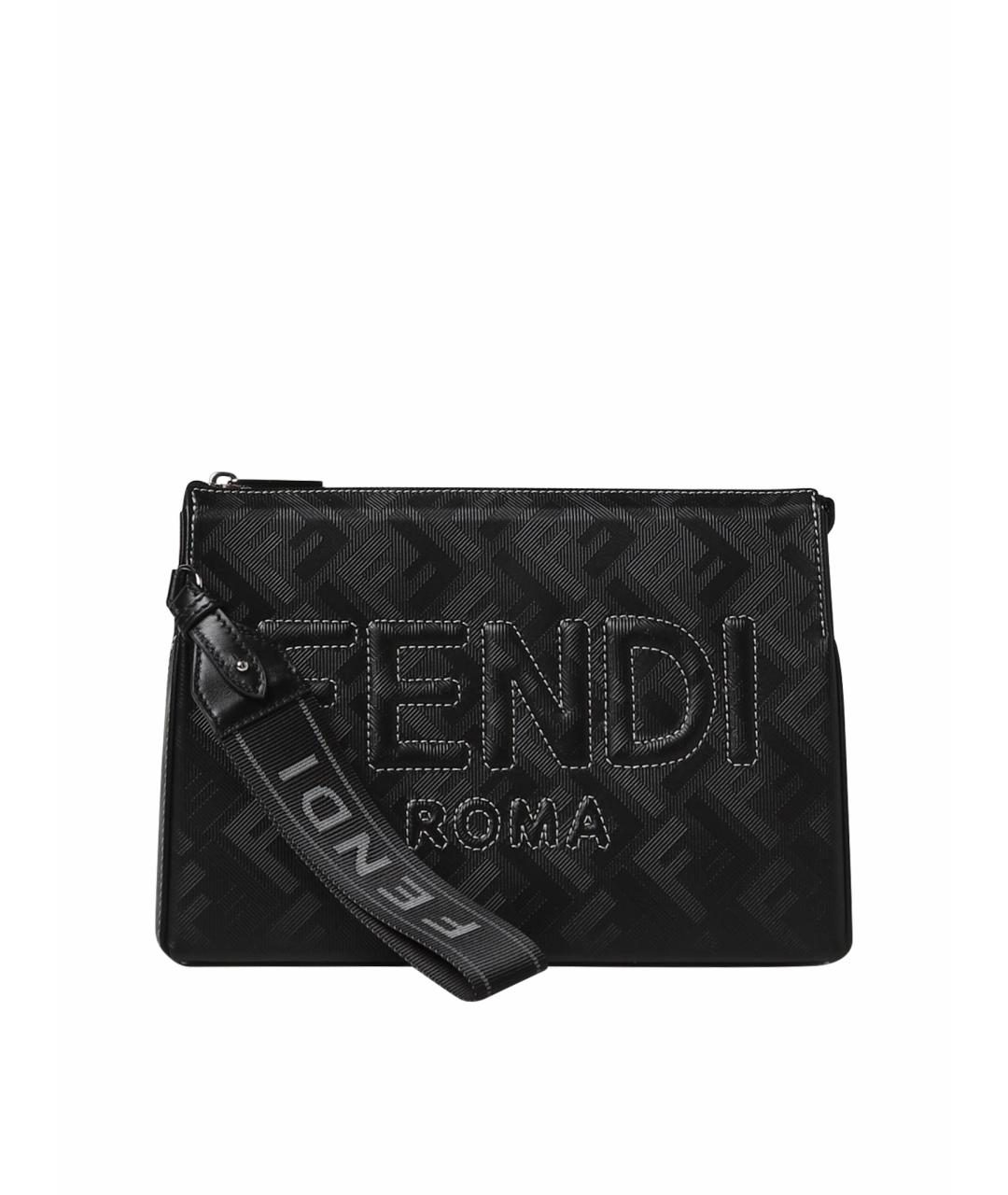 FENDI Черная кожаная барсетка, фото 1