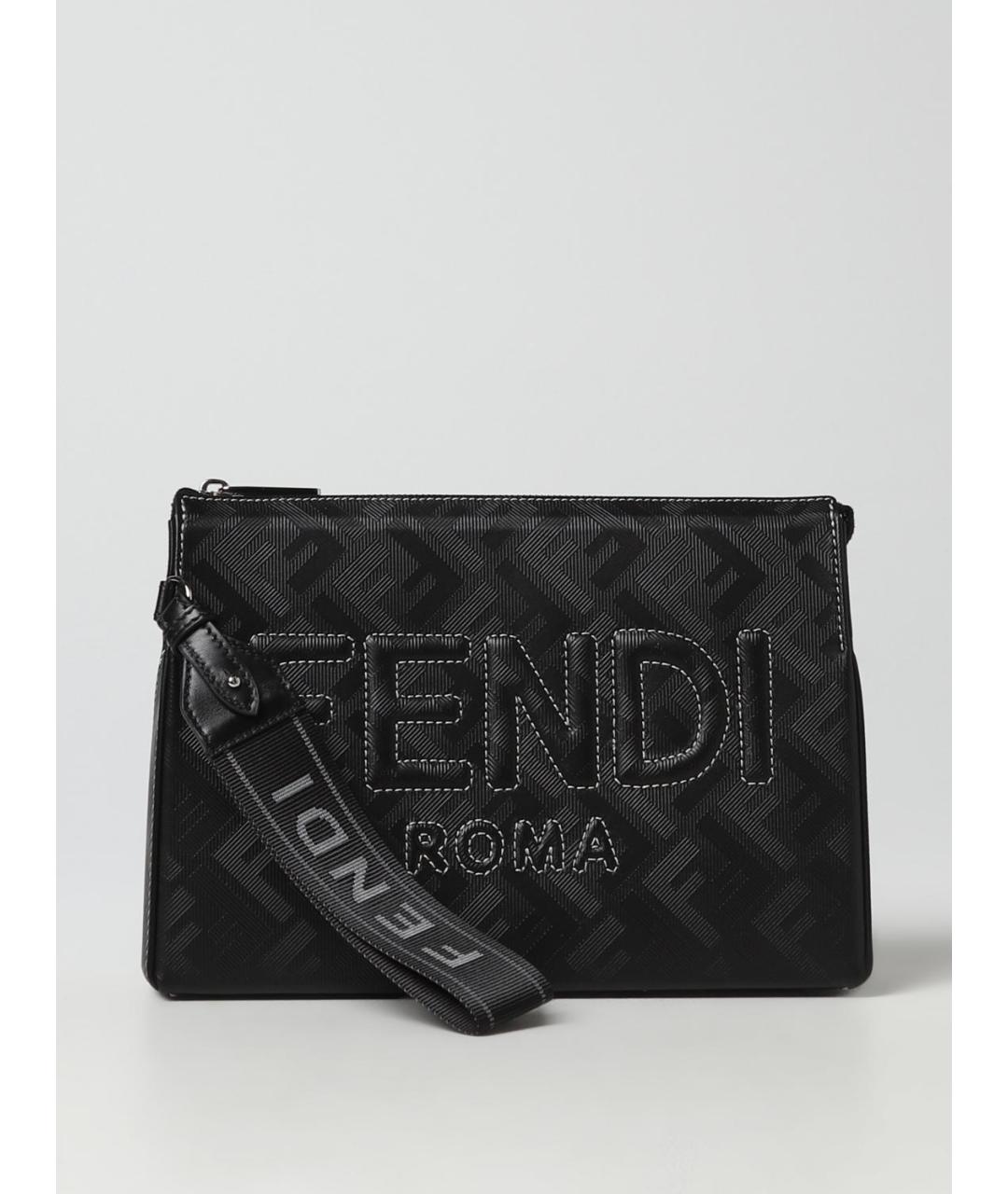 FENDI Черная кожаная барсетка, фото 6