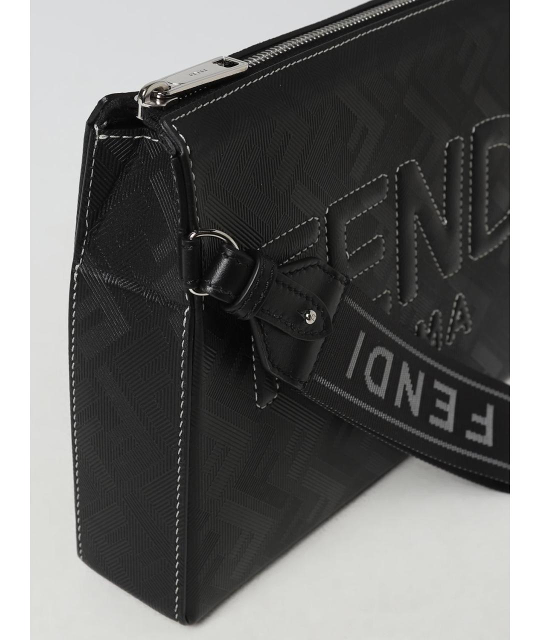 FENDI Черная кожаная барсетка, фото 4